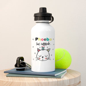 Personalised kids cattitude water bottle