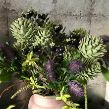Load image into Gallery viewer, Large dusky green faux thistle spray
