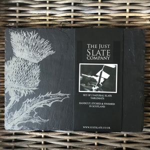 Slate place mats set - etched thistle