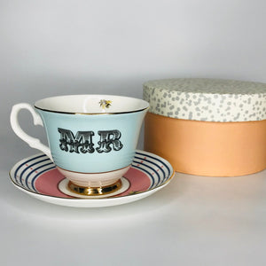 Yvonne Ellen fine china "MR" tea cup & saucer