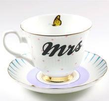 Charger l&#39;image dans la galerie, Yvonne Ellen fine china &quot;MRS&quot; tea cup &amp; saucer
