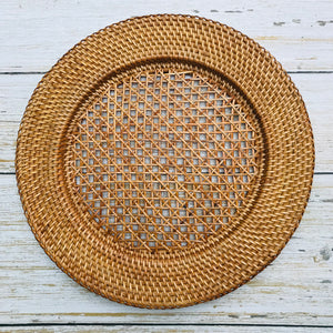 Balinese round rattan charger plate / place mat