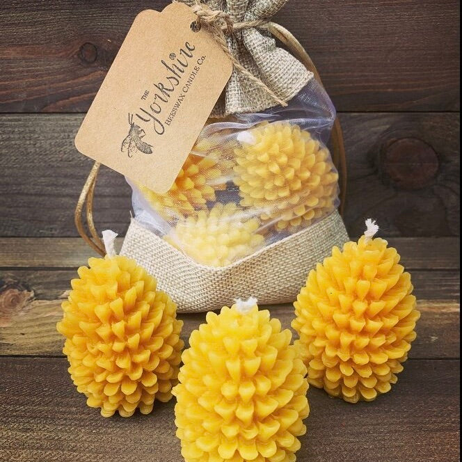 Gift pack of 3 beeswax pine cone candles