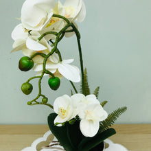 Load image into Gallery viewer, White potted faux orchid
