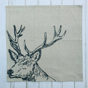 Set of four country animals linen napkins