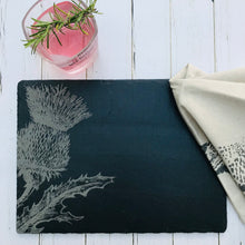 Load image into Gallery viewer, Slate place mats set - etched thistle
