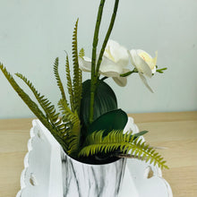 Load image into Gallery viewer, Small white potted faux orchid
