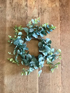 Frosted faux eucalyptus wreath