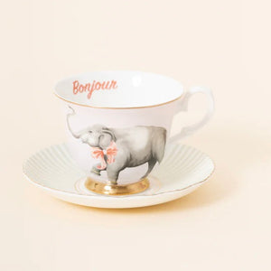 Yvonne Ellen fine china "ELEPHANT" tea cup & saucer