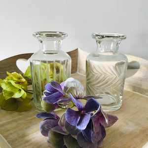 Etched glass bud vases