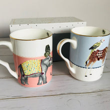 Load image into Gallery viewer, Yvonne Ellen fine china &quot;GIRAFFE &amp; ELEPHANT&quot; set of mugs
