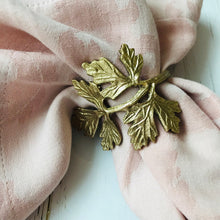 Load image into Gallery viewer, Golden leaf napkin ring set of three
