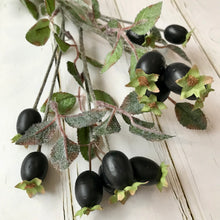 Load image into Gallery viewer, Black faux rose hips spray
