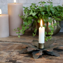 Load image into Gallery viewer, Antique brass leaf candle holder
