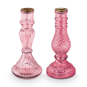 Glass candle holder sets of two