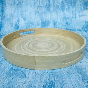 Natural round bamboo tray