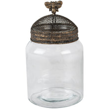 Charger l&#39;image dans la galerie, Decorative glass jar with bumble bee mesh lid
