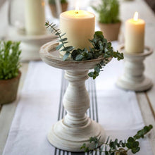 Load image into Gallery viewer, White wooden pillar candle holder
