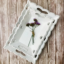 Load image into Gallery viewer, White vintage wooden heart scallop edged trays
