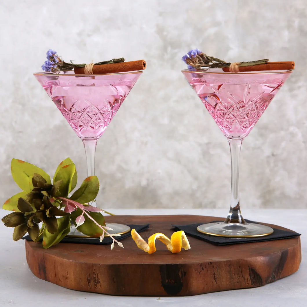 Deco pink cocktail glass