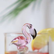 Load image into Gallery viewer, Glass tea cup with blown glass flamingo
