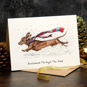 Dachshund through the snow - Christmas card