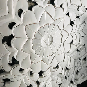 Hand carved ornate white wall panel