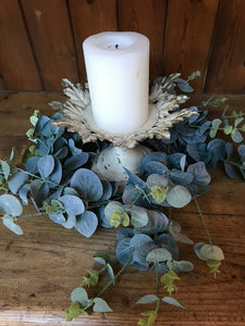 Frosted faux eucalyptus wreath