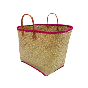 Natural grass beach basket
