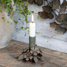 Load image into Gallery viewer, Antique brass flower candle holder
