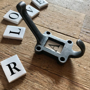 Alphabet cast iron & tile letter hook