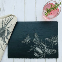Load image into Gallery viewer, Slate place mats set - etched bee
