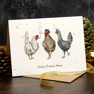 Three French hens - Christmas card
