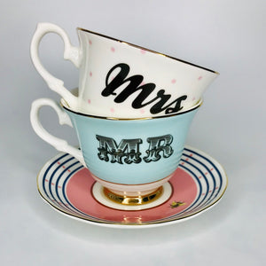 Yvonne Ellen fine china "MRS" tea cup & saucer