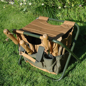 Garden tool stool & bag in green