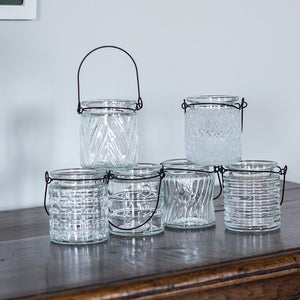 Tealight glass lanterns set of six