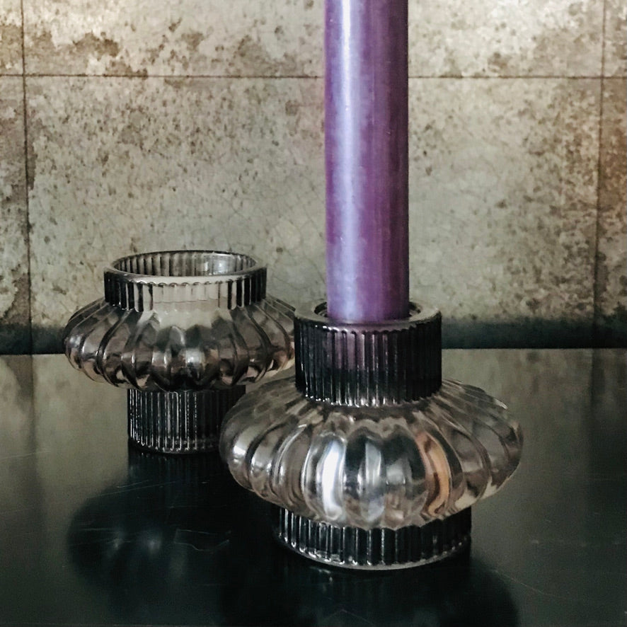 Glass duo candleholder in four colours