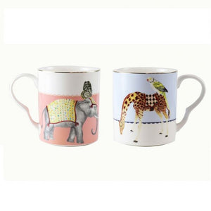 Yvonne Ellen fine china "GIRAFFE & ELEPHANT" set of mugs