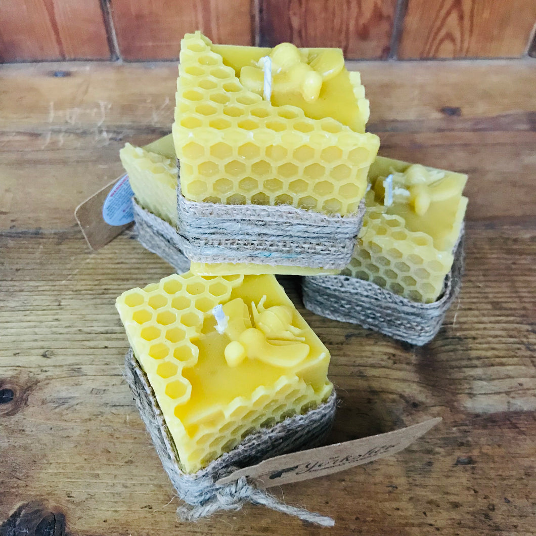 Honeycomb beeswax candle cube