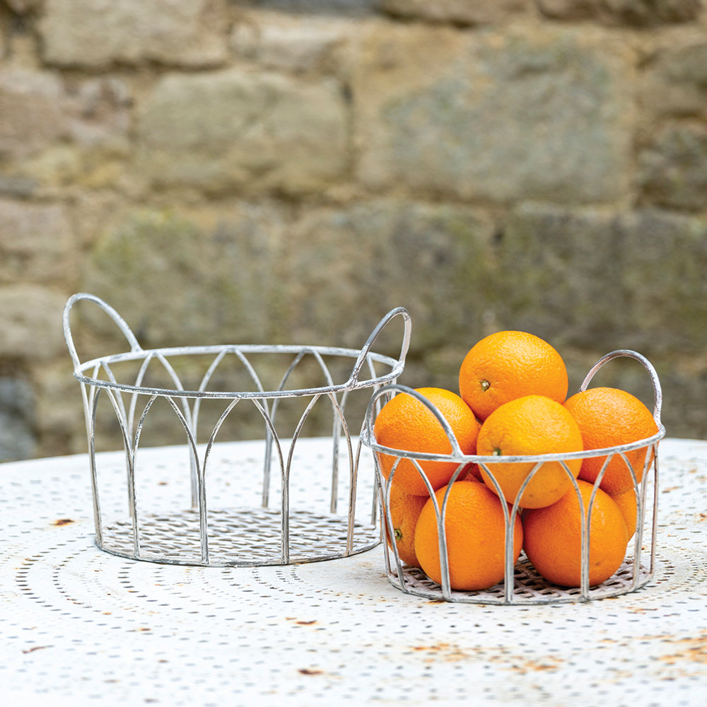 Set of two metal arched baskets