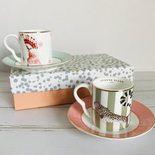 Load image into Gallery viewer, Yvonne Ellen &quot;CHEETAH &amp; BIRD&quot; espresso cups &amp; saucers set
