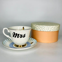 Load image into Gallery viewer, Yvonne Ellen fine china &quot;MRS&quot; tea cup &amp; saucer
