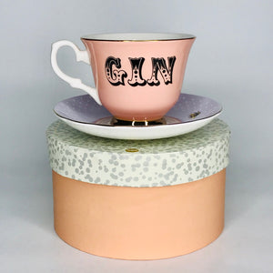 Yvonne Ellen fine china "GIN" tea cup & saucer