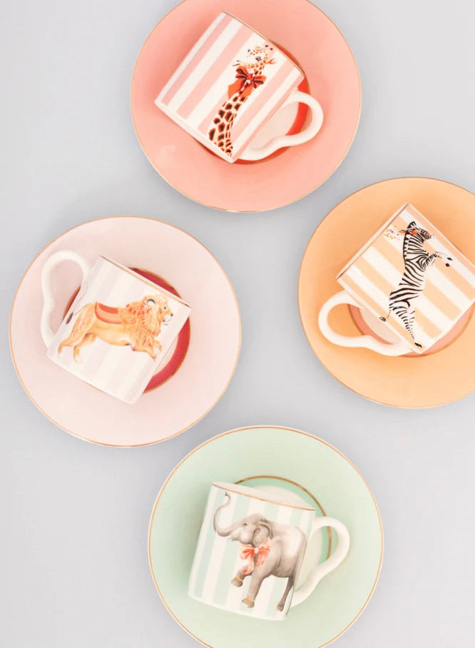 Yvonne Ellen set of four animal espresso cups & saucers