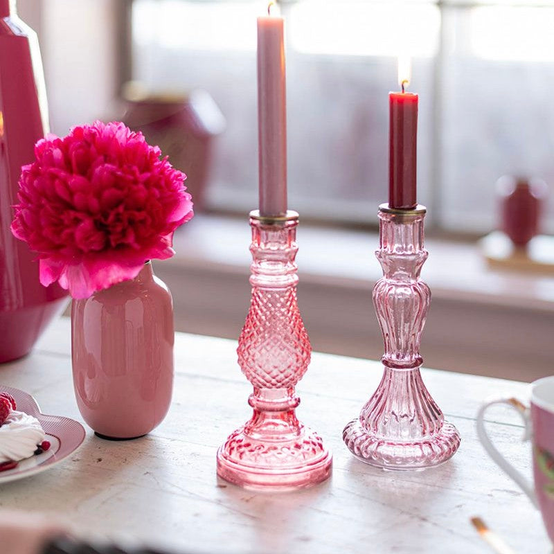 Glass candle holder sets of two