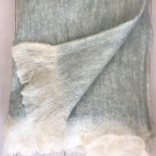 Load image into Gallery viewer, Super soft misty blue fringed throw
