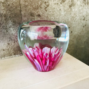 Pink Flower paperweight tealight holder