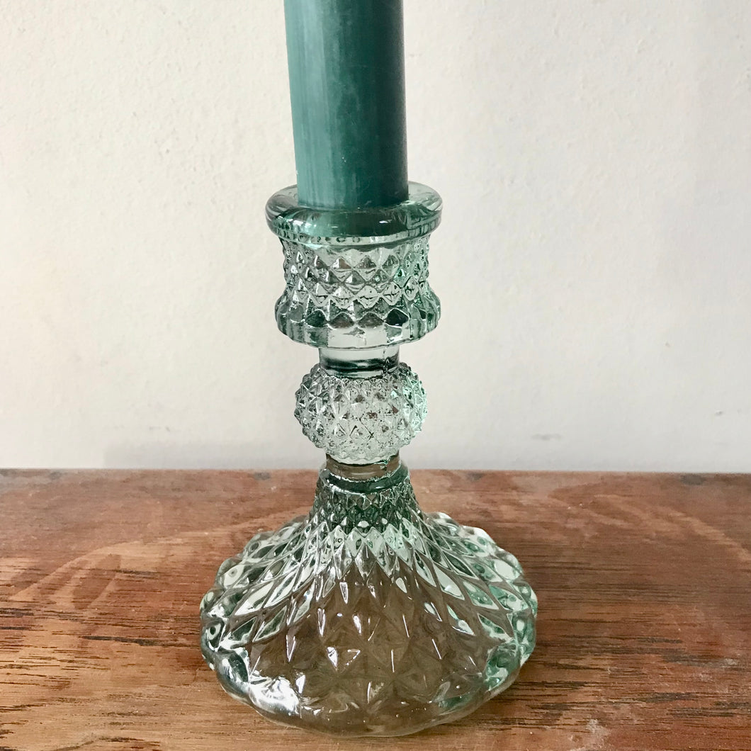 Coloured glass candlesticks