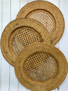 Balinese round rattan charger plate / place mat