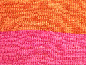 Orange & pink shoppers basket hand woven from Sisal in Kenya